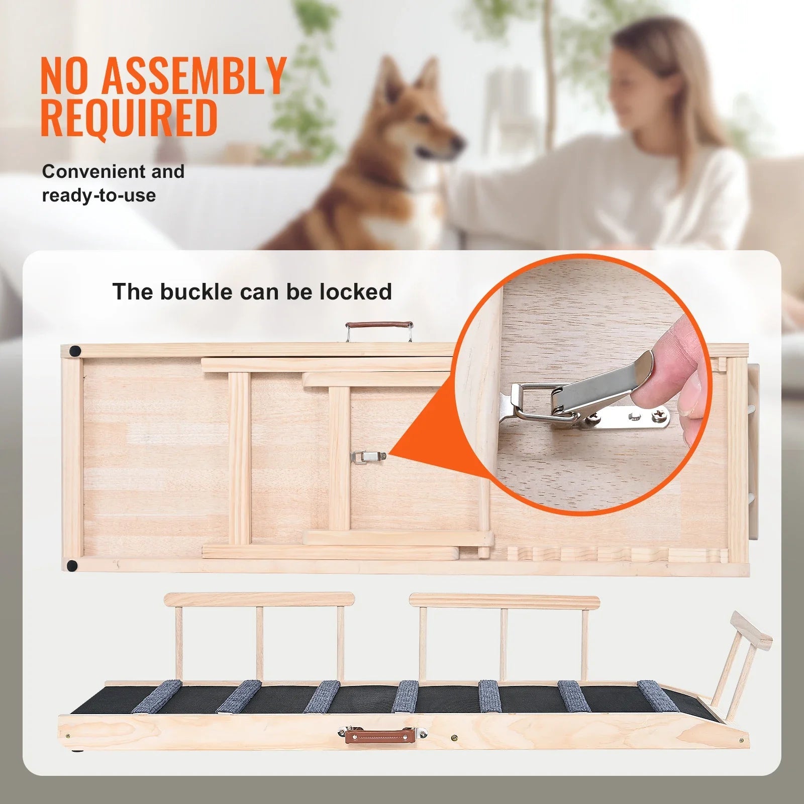 %a Dog Ramp Folding Ladder Anti-slip High Adjustable Wooden Pet Ramp Removable for Small Old Dog Climbing Stairs Sofa Car Bed - Needora