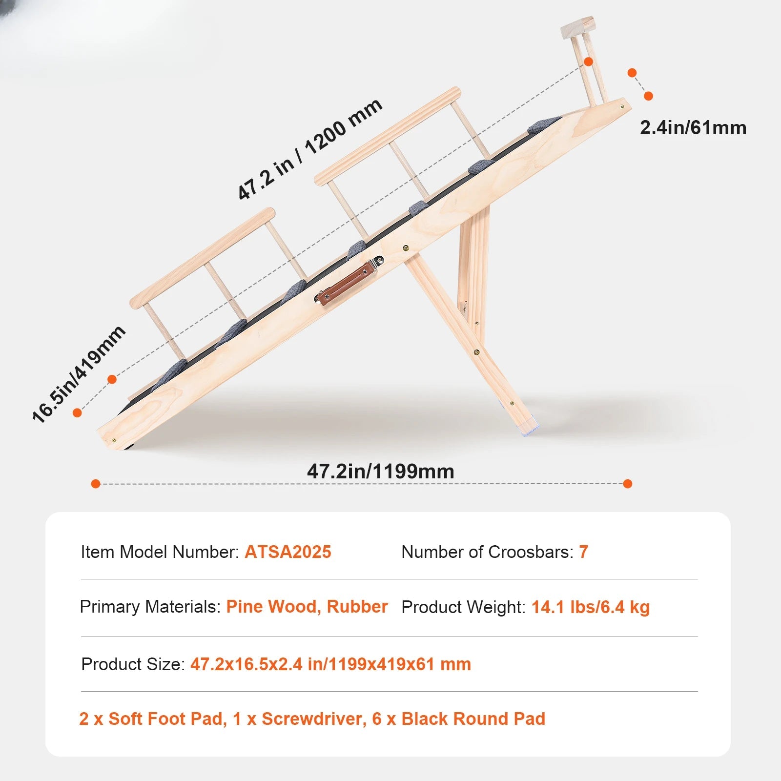 %a Dog Ramp Folding Ladder Anti-slip High Adjustable Wooden Pet Ramp Removable for Small Old Dog Climbing Stairs Sofa Car Bed - Needora