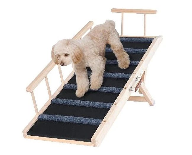 %a Dog Ramp Folding Ladder Anti-slip High Adjustable Wooden Pet Ramp Removable for Small Old Dog Climbing Stairs Sofa Car Bed - Needora