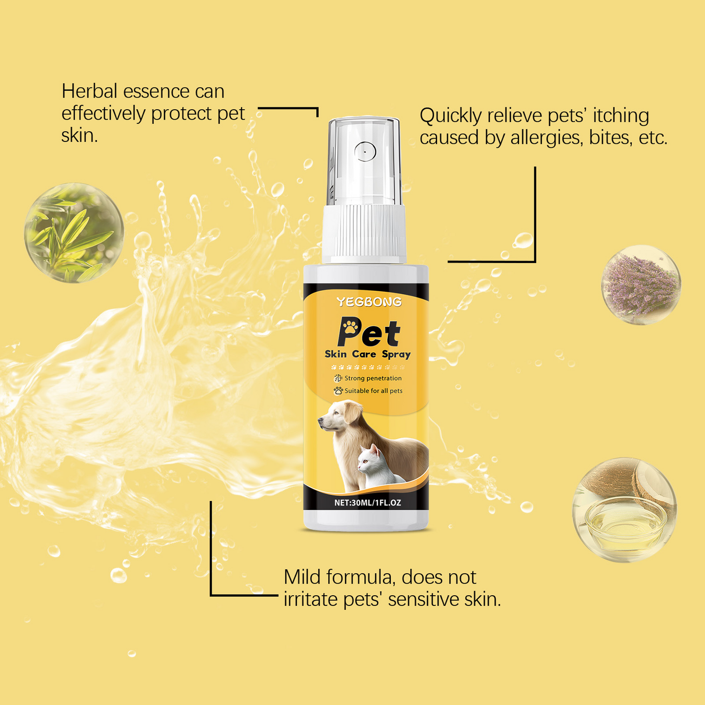Pet Skin Care Spray for Dogs – Gentle Moisturizing Formula, 30ml
