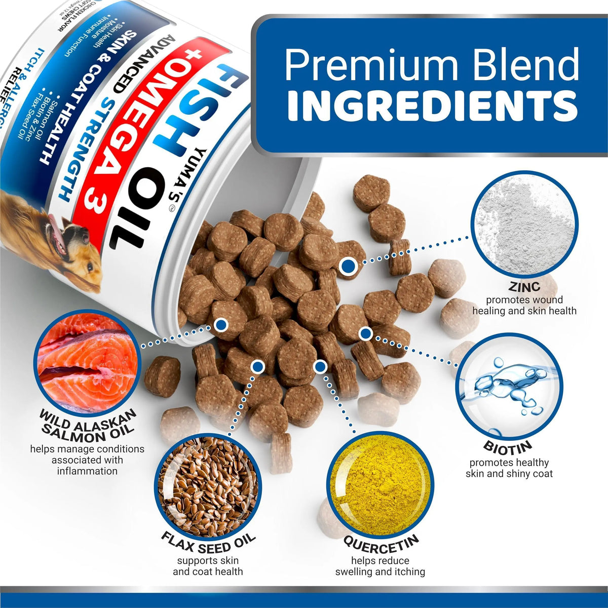 Omega 3 Fish Oil for Dogs   170 Chews   Skin and Coat Supplement   Omega 3 for Dogs   Dry & Itchy Skin Relief Treatment   Allergy Support   Dog Anti Shedding Treats   Shiny Coats   EPA & DHA   Salmon