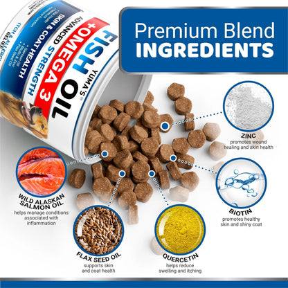 Omega 3 Fish Oil for Dogs   170 Chews   Skin and Coat Supplement   Omega 3 for Dogs   Dry & Itchy Skin Relief Treatment   Allergy Support   Dog Anti Shedding Treats   Shiny Coats   EPA & DHA   Salmon
