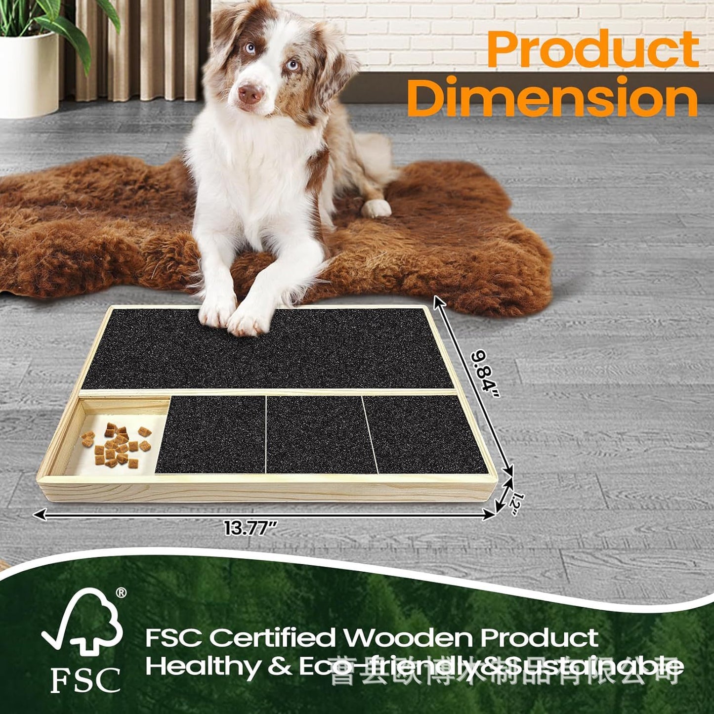Wooden dog scratcher with multiple drawers, dog nail file board, dog nail grinding toy, wooden pet claw grinder