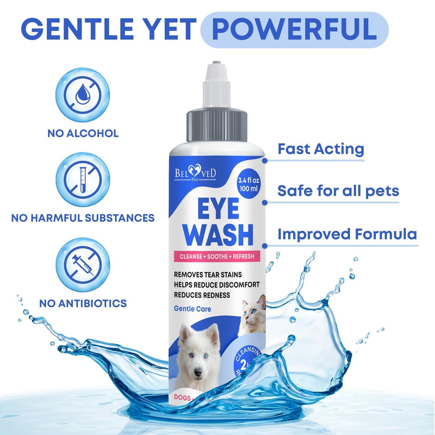 Cat & Dog Eye Wash Drops & Tear Stain Remover Cleaner  Eye Infection Treatment Helps Prevent Pink Eye Relief Allergies Symptoms Runny Dry Eyes   Safe for Small Animals (Eye Drops)