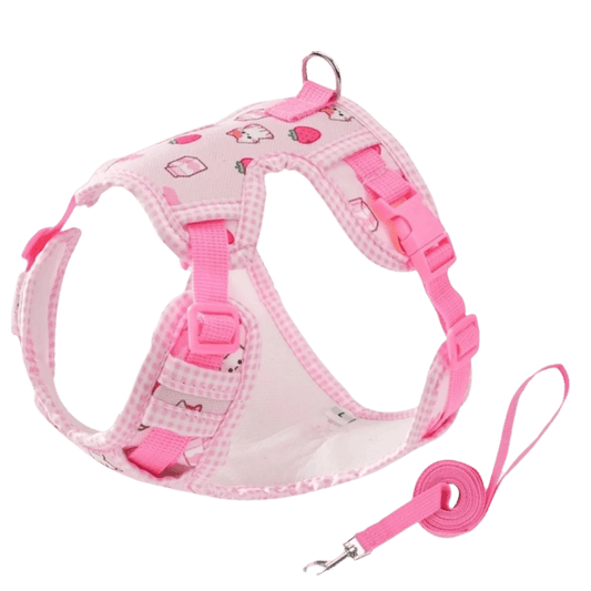 Adjustable Dog Harness Leash Set Escape-Proof Breathable Dog Harness Vest Cartoon Pattern Comfort Fit Pet Leash Pet Training - Needora