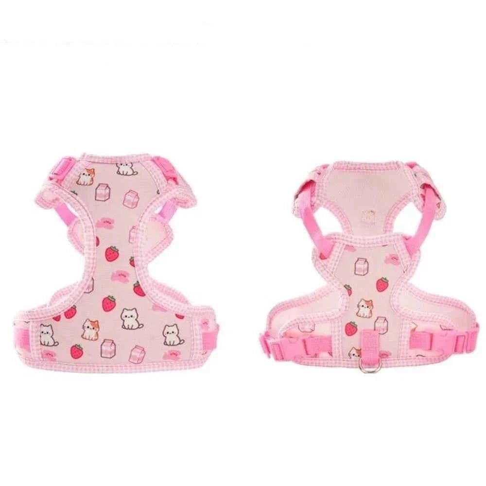 Adjustable Dog Harness Leash Set Escape-Proof Breathable Dog Harness Vest Cartoon Pattern Comfort Fit Pet Leash Pet Training - Needora