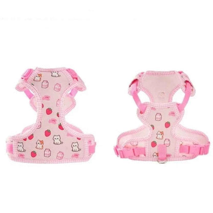 Adjustable Dog Harness Leash Set Escape-Proof Breathable Dog Harness Vest Cartoon Pattern Comfort Fit Pet Leash Pet Training - Needora