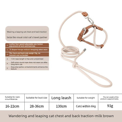 Adjustable X-Shape Cat Harness & Leash Set, Lightweight Escape Proof Cat Walking Harness,Leather 4-Gear Adjustment for 6kg Cats - Needora