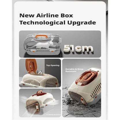 Airline Approved Cat Air Box Portable Anti Stress Travel Carrier Space Capsule Crate for Cats Dogs Car Transport - Needora