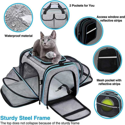 Airline-Approved Expandable Pet Carrier for Small Dogs & Cats – Soft-Sided Collapsible Travel Bag with 4-Way Access - Needora