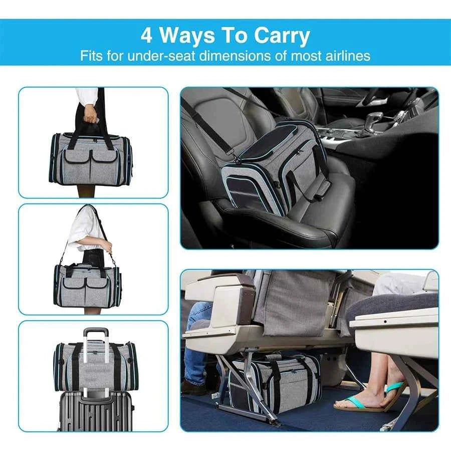 Airline-Approved Expandable Pet Carrier for Small Dogs & Cats – Soft-Sided Collapsible Travel Bag with 4-Way Access - Needora