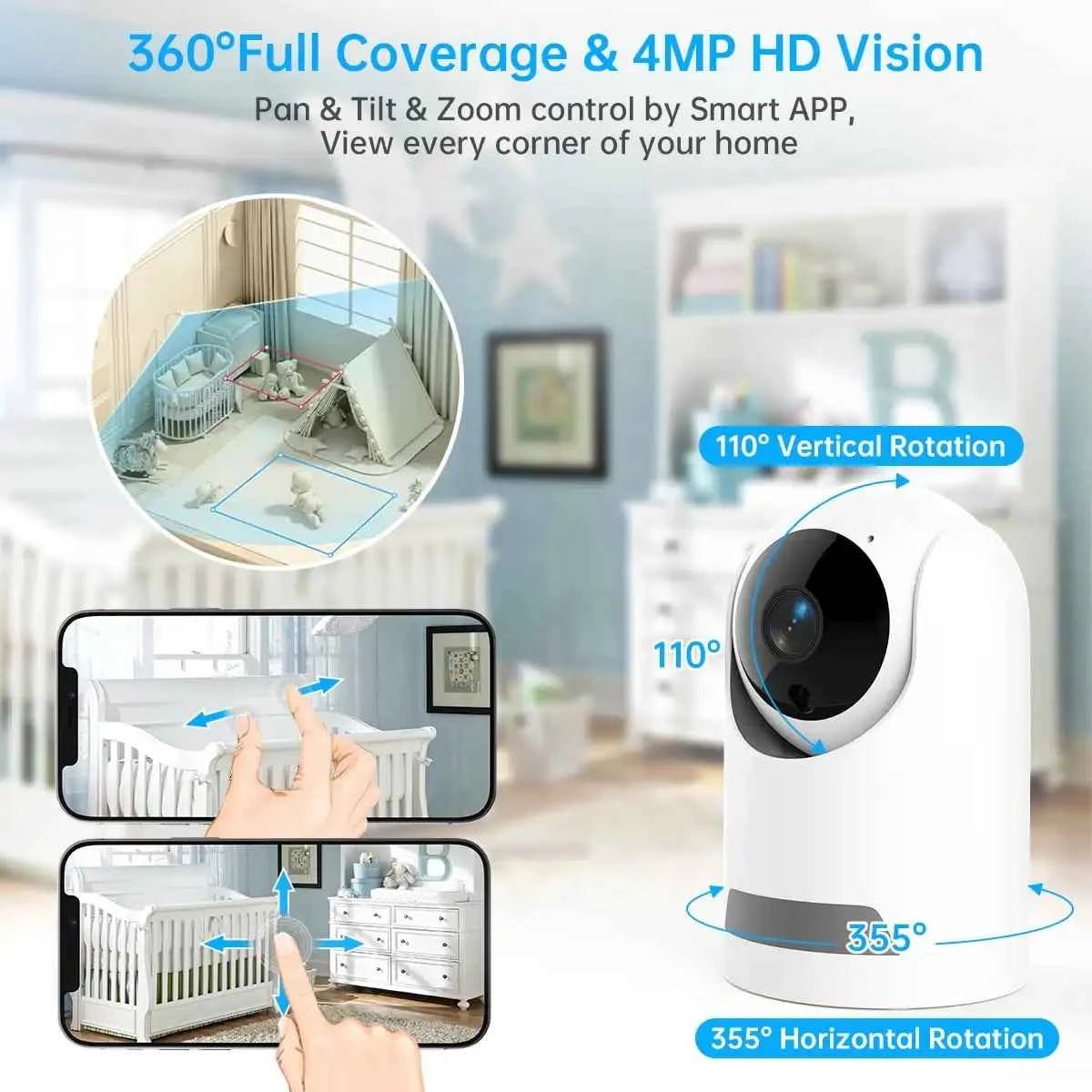 ANSVICAM 2K 5MP WiFi Smart Home Security Camera 1080p HD Real-time APP Alerts 2-Way Audio with Motion Tracking for Baby & Pet - Needora