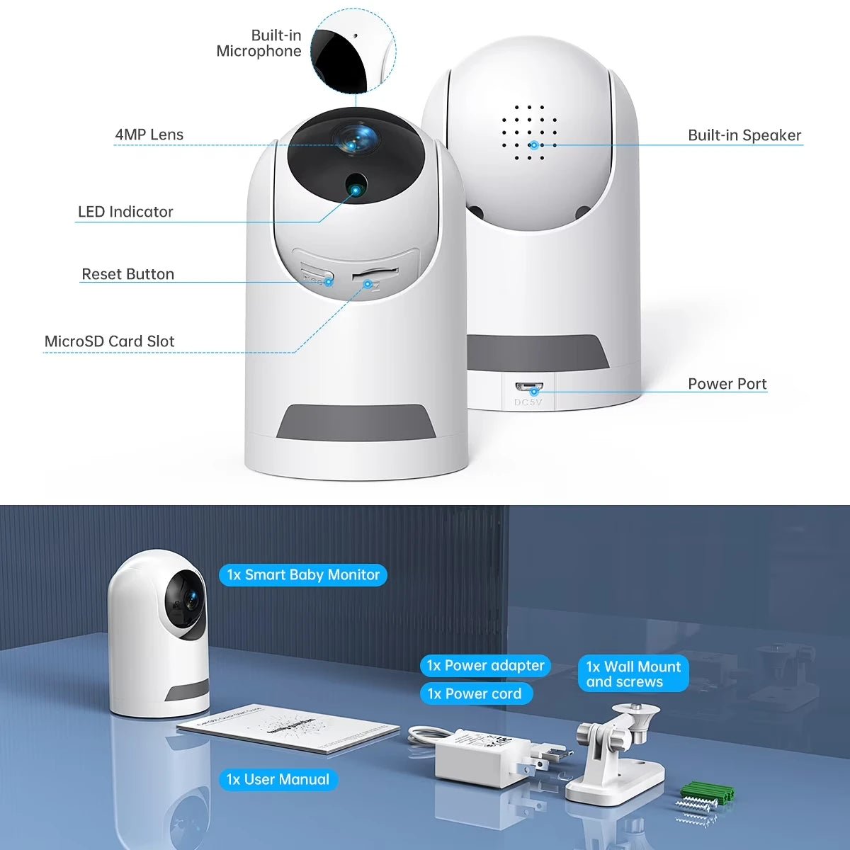 ANSVICAM 2K 5MP WiFi Smart Home Security Camera 1080p HD Real-time APP Alerts 2-Way Audio with Motion Tracking for Baby & Pet - Needora