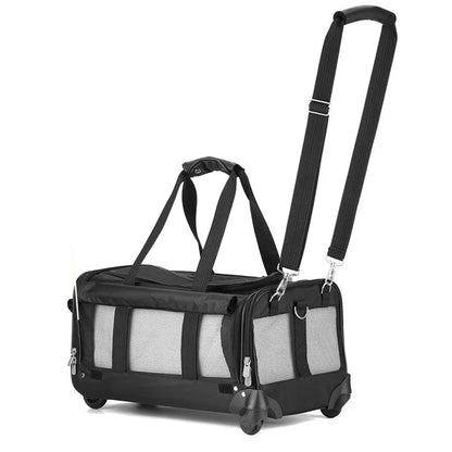 Approved Cat and Dog Travel Stroller Mesh Breathable Roll Wheels Pet Carrier Backpack with Animal Pattern - Needora