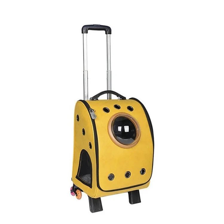 Approved Cat and Dog Travel Stroller Mesh Breathable Roll Wheels Pet Carrier Backpack with Animal Pattern - Needora