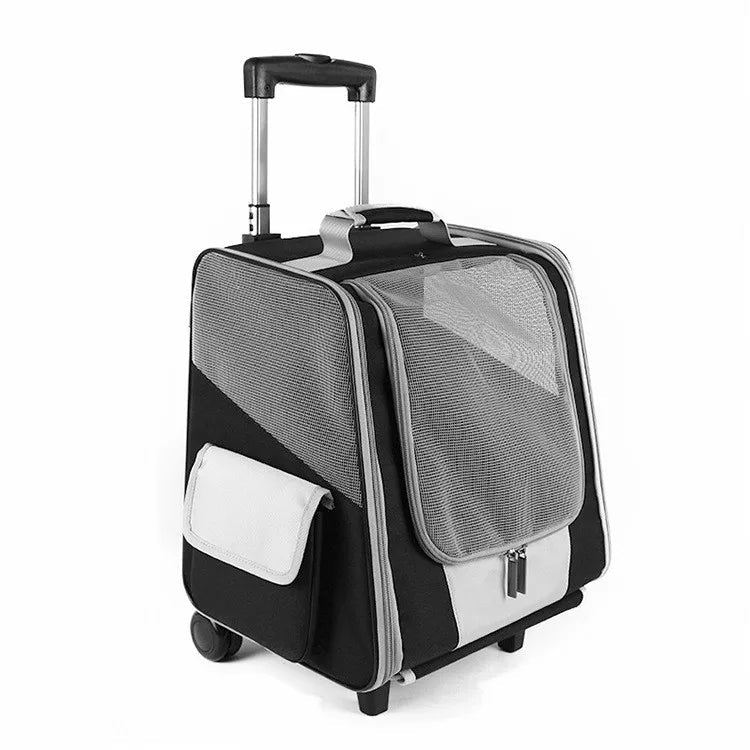 Approved Cat and Dog Travel Stroller Mesh Breathable Roll Wheels Pet Carrier Backpack with Animal Pattern - Needora