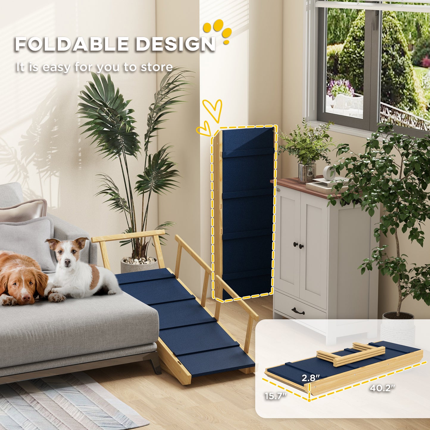 Adjustable Foldable Dog Ramp with Non‑Slip Surface for Bed Sofa Pet Assistance