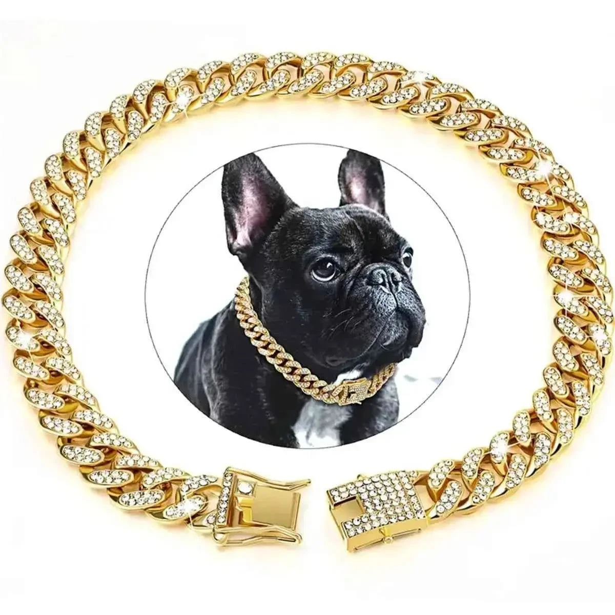Bling Rhinestone Dog Necklace – Crystal Pet Collar with Secure Double Lock for Dogs & Cats - Needora