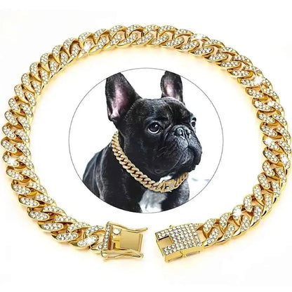 Bling Rhinestone Dog Necklace – Crystal Pet Collar with Secure Double Lock for Dogs & Cats - Needora