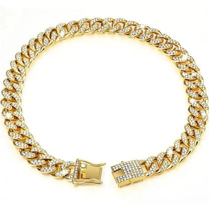 Bling Rhinestone Dog Necklace – Crystal Pet Collar with Secure Double Lock for Dogs & Cats - Needora
