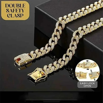Bling Rhinestone Dog Necklace – Crystal Pet Collar with Secure Double Lock for Dogs & Cats - Needora