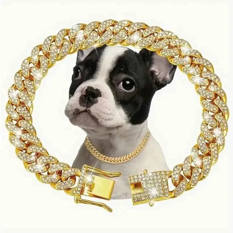Bling Rhinestone Dog Necklace – Crystal Pet Collar with Secure Double Lock for Dogs & Cats - Needora