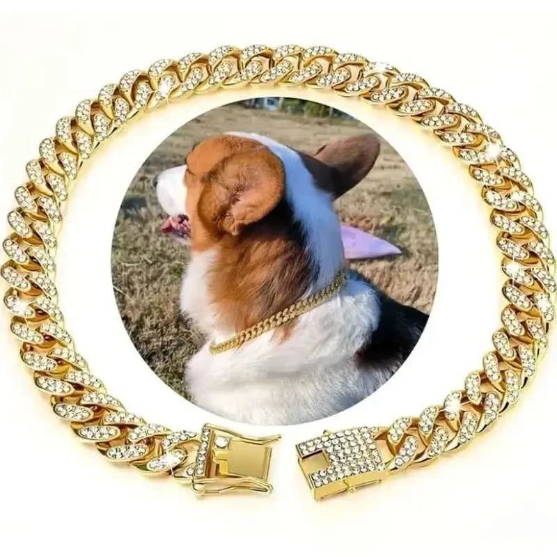 Bling Rhinestone Dog Necklace – Crystal Pet Collar with Secure Double Lock for Dogs & Cats - Needora