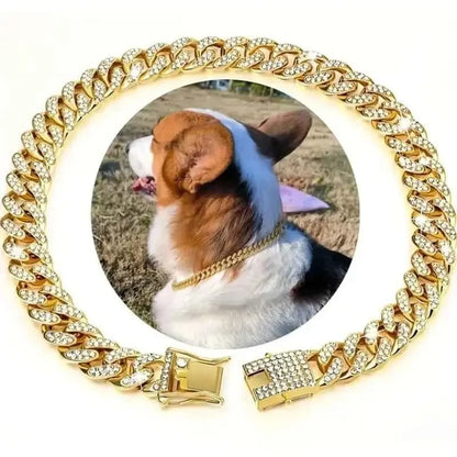 Bling Rhinestone Dog Necklace – Crystal Pet Collar with Secure Double Lock for Dogs & Cats - Needora