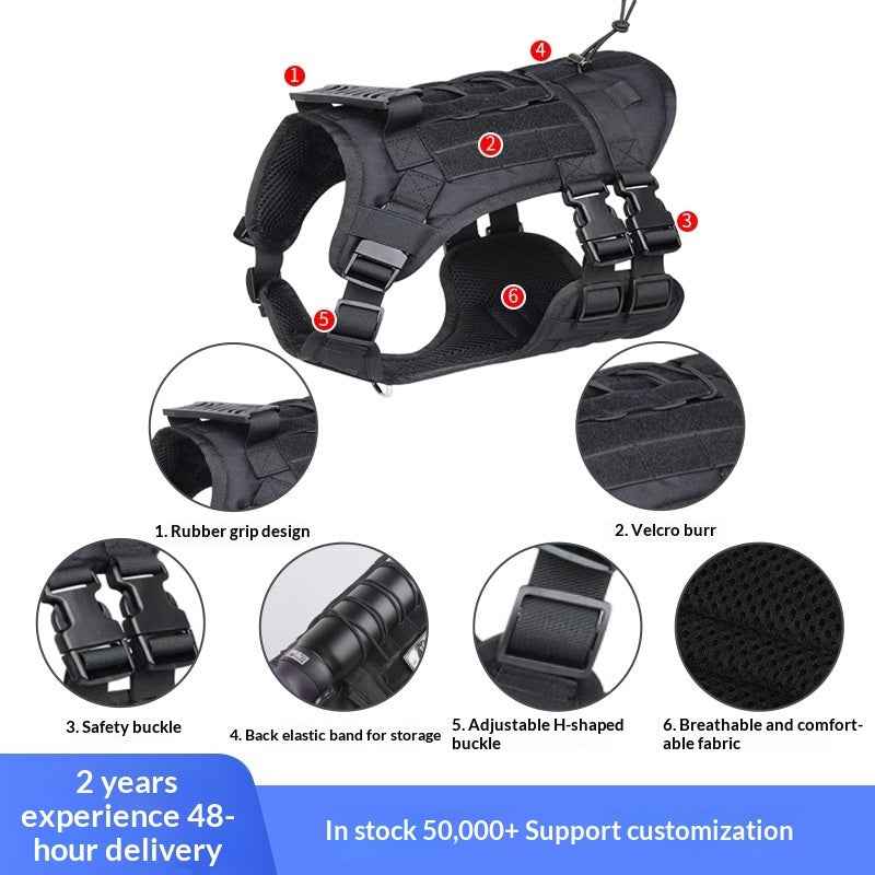 New Tactical Vest for Big Dogs Outdoor Splash‑Proof Adjustable Durable Pet Gear
