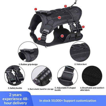 New Tactical Vest for Big Dogs Outdoor Splash‑Proof Adjustable Durable Pet Gear
