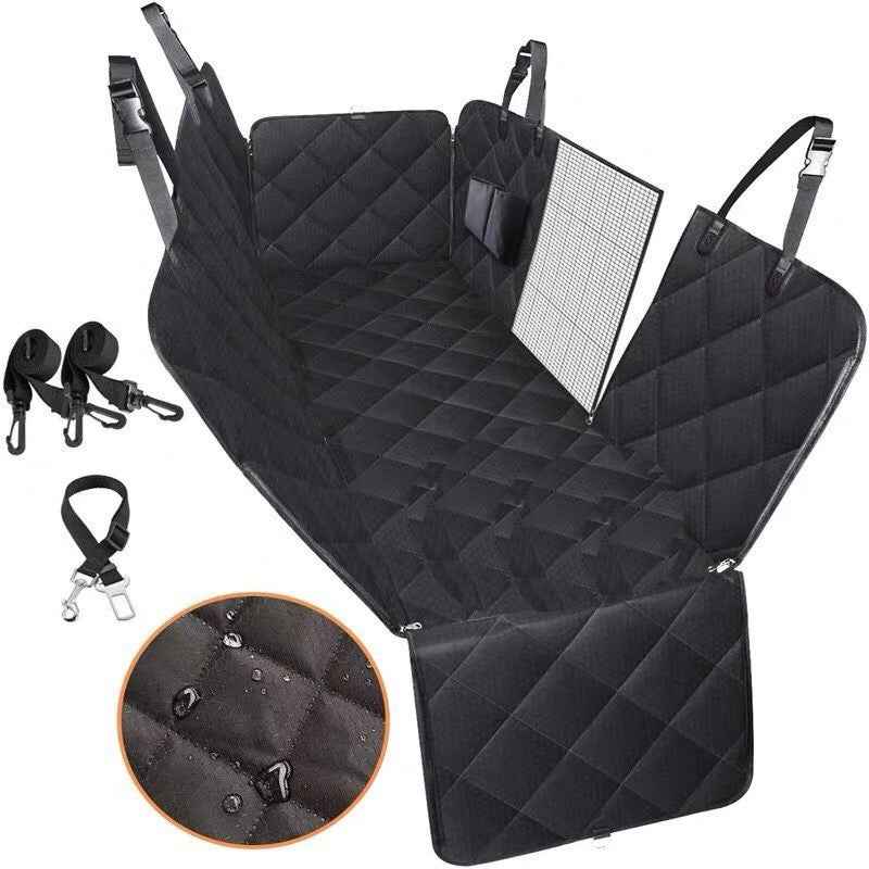 Dog Car Seat Cover Mesh Hammock Pet Carrier Back Seat Protector with Zipper Pocket