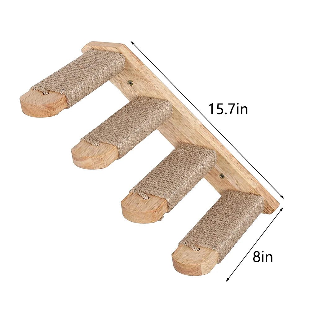 Cat Climbing Shelf Wall Mounted Four Step Stairway With Sisal Scratching Post For Cats Tree Tower Platform Jumping Pet Furniture - Needora