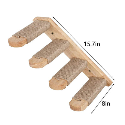 Cat Climbing Shelf Wall Mounted Four Step Stairway With Sisal Scratching Post For Cats Tree Tower Platform Jumping Pet Furniture - Needora