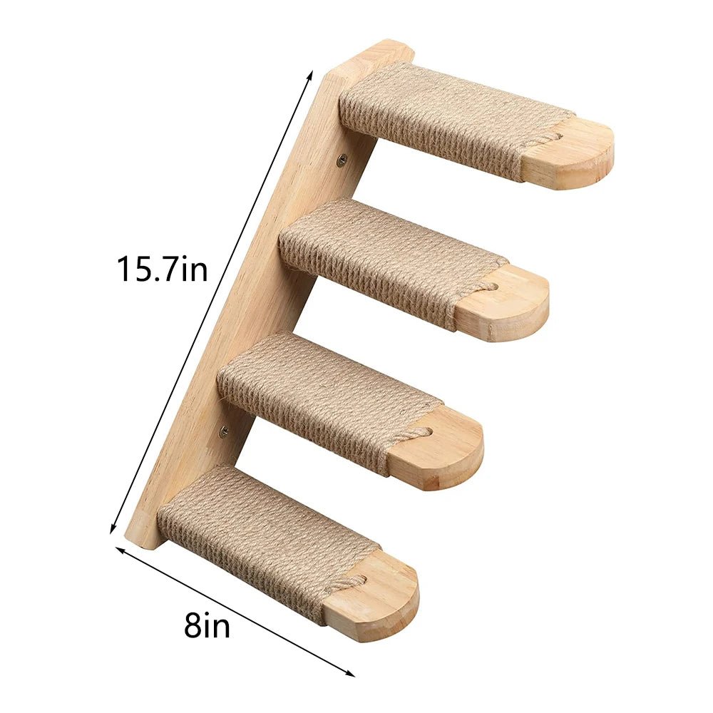 Cat Climbing Shelf Wall Mounted Four Step Stairway With Sisal Scratching Post For Cats Tree Tower Platform Jumping Pet Furniture - Needora