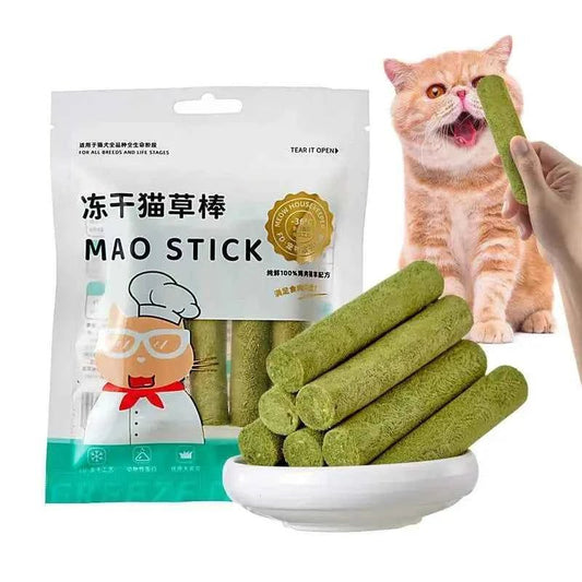 Cat Grass Sticks Grass Chewing Stick Freeze Dried Snacks Mouth Health Teething Digestive Aid Natural Teeth Cleaner Fattening Pet - Needora