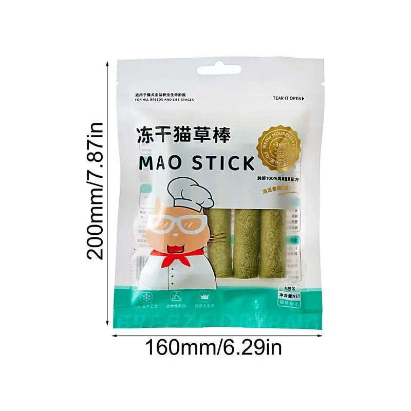 Cat Grass Sticks Grass Chewing Stick Freeze Dried Snacks Mouth Health Teething Digestive Aid Natural Teeth Cleaner Fattening Pet - Needora
