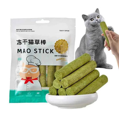 Cat Grass Sticks Grass Chewing Stick Freeze Dried Snacks Mouth Health Teething Digestive Aid Natural Teeth Cleaner Fattening Pet - Needora