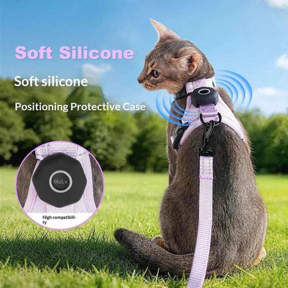 Cat Harness and Leash Set Escape-Proof Reflective Cat Vest with AirTag Holder Lightweight Adjustable Harness for Walking Outdoor - Needora