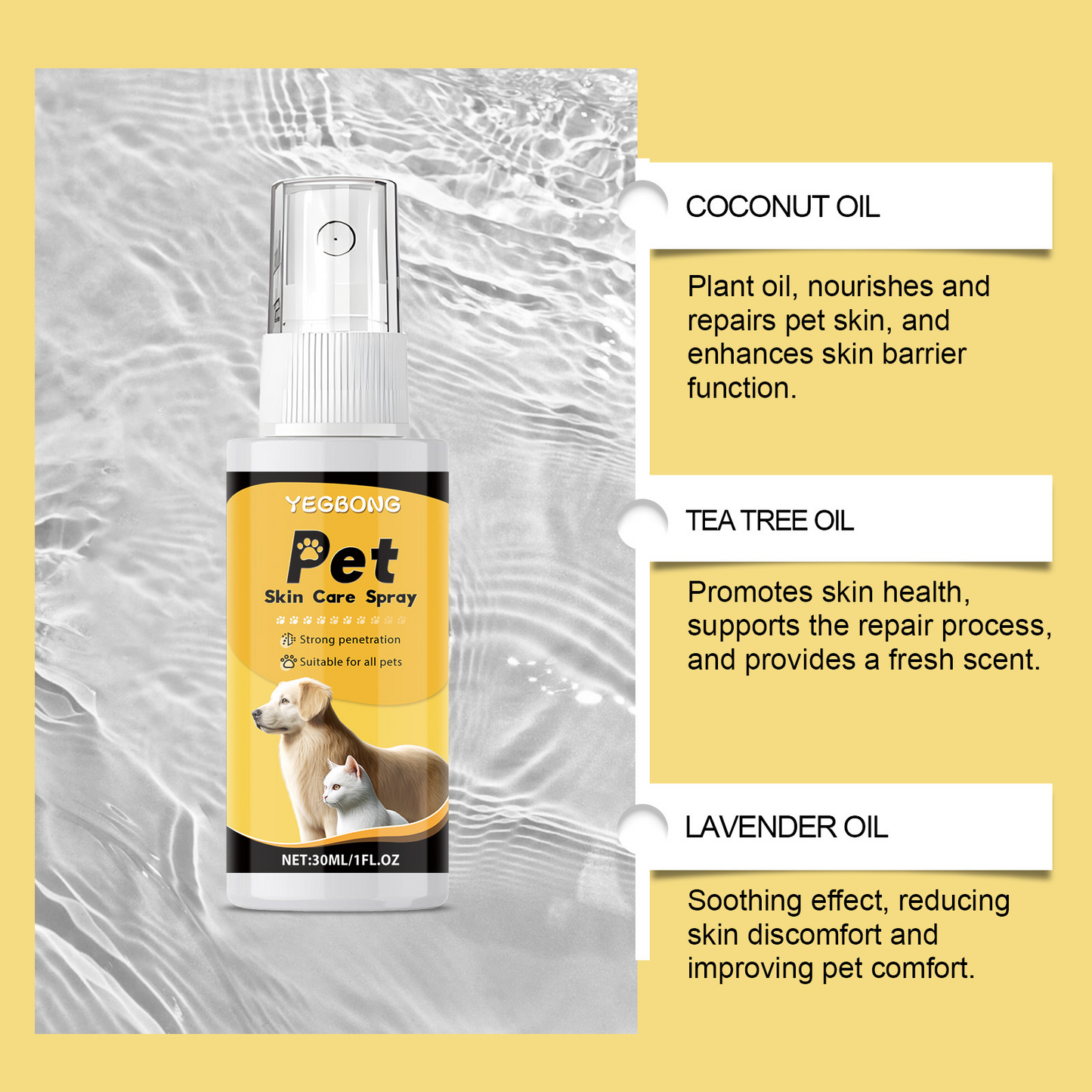 Pet Skin Care Spray for Dogs – Gentle Moisturizing Formula, 30ml