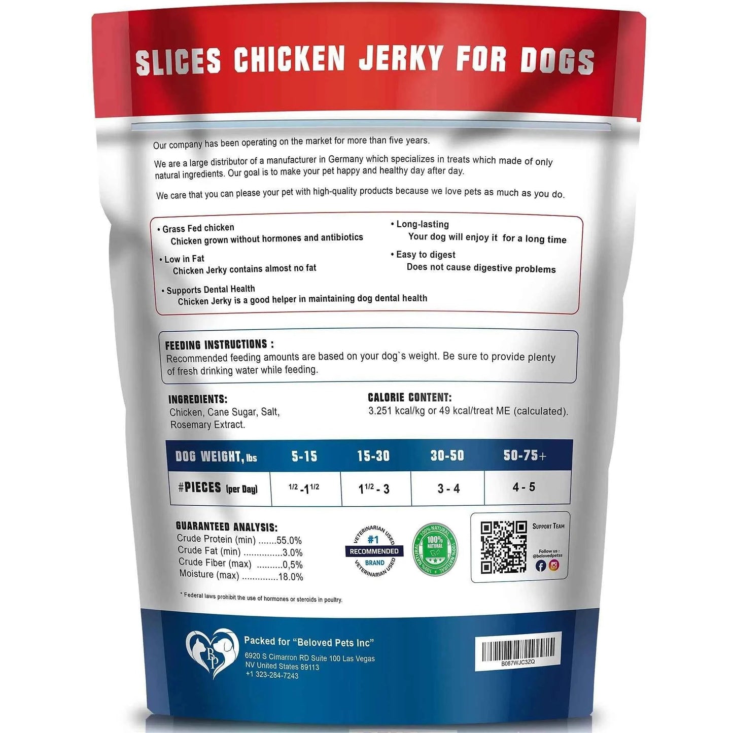 Chicken Jerky Dog Treats 1.5 Lb Human Grade Pet Snacks Grain Free Organic Meat All Natural High Protein Dried Strips Best Chews For Training Small & Large Dogs - Needora