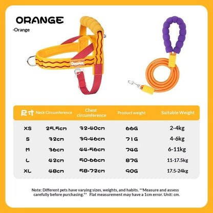 Colorful Dog Harness Leash Set No-Pull Step-in Dog Harness with Comfortable Foam Handle Adjustable Escape-Proof Pet Vest - Needora