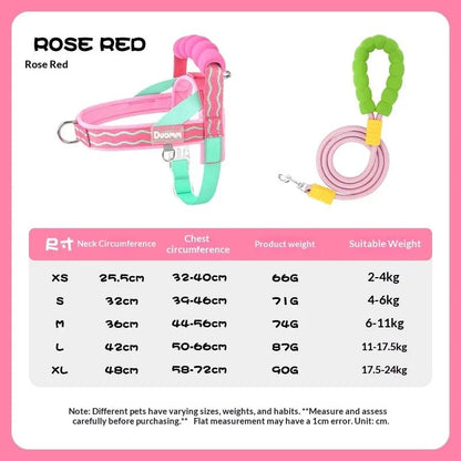 Colorful Dog Harness Leash Set No-Pull Step-in Dog Harness with Comfortable Foam Handle Adjustable Escape-Proof Pet Vest - Needora