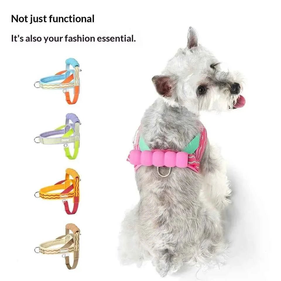 Colorful Dog Harness Leash Set No-Pull Step-in Dog Harness with Comfortable Foam Handle Adjustable Escape-Proof Pet Vest - Needora