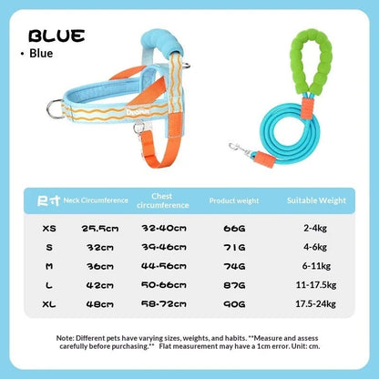 Colorful Dog Harness Leash Set No-Pull Step-in Dog Harness with Comfortable Foam Handle Adjustable Escape-Proof Pet Vest - Needora