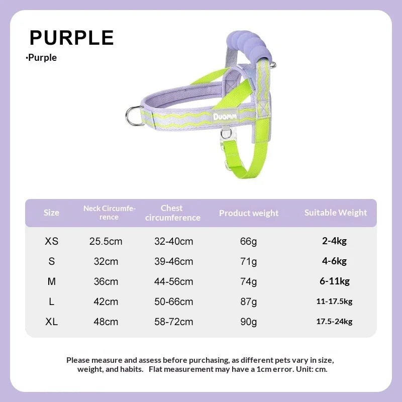Colorful Dog Harness Leash Set No-Pull Step-in Dog Harness with Comfortable Foam Handle Adjustable Escape-Proof Pet Vest - Needora
