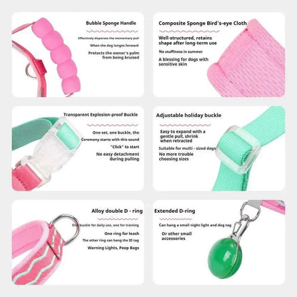 Colorful Dog Harness Leash Set No-Pull Step-in Dog Harness with Comfortable Foam Handle Adjustable Escape-Proof Pet Vest - Needora