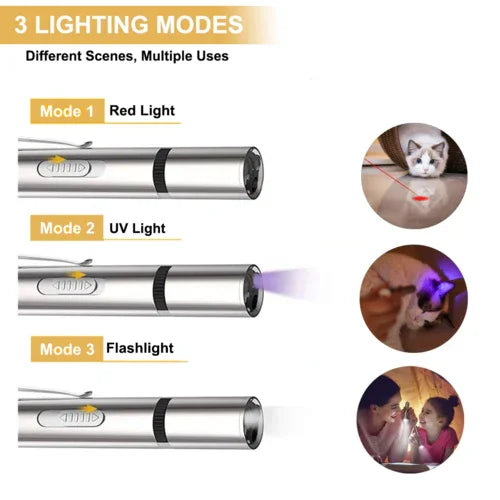 7‑in‑1 Rechargeable Cat Laser Toy with Patterns & Flashlight