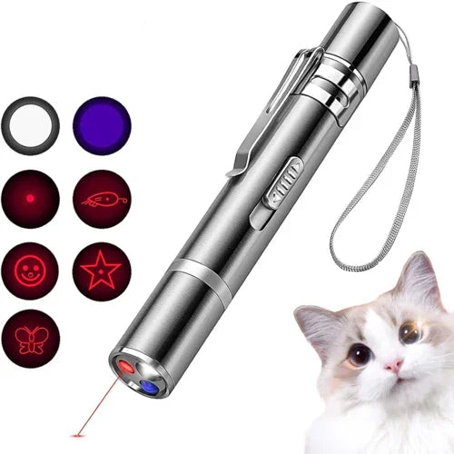 7‑in‑1 Rechargeable Cat Laser Toy with Patterns & Flashlight