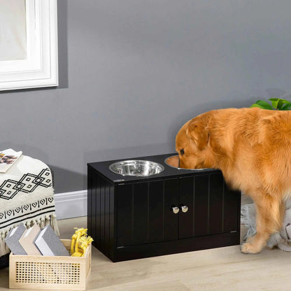 DB 2-in-1 Magnetic Door Dog Food Storage Cabinet & Portable Feeding Station Small Rectangular Steel for Outdoor Use Black - Needora
