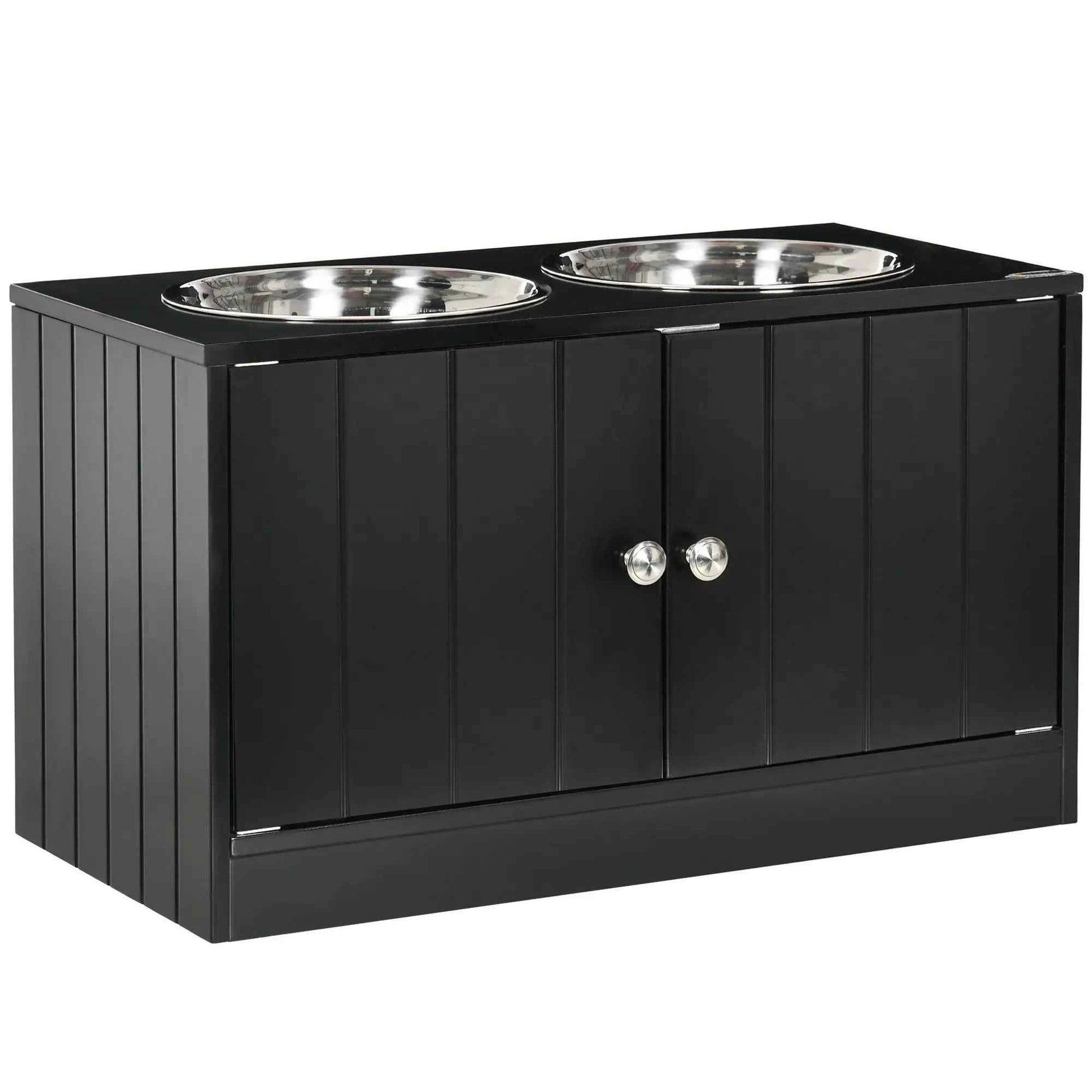 DB 2-in-1 Magnetic Door Dog Food Storage Cabinet & Portable Feeding Station Small Rectangular Steel for Outdoor Use Black - Needora